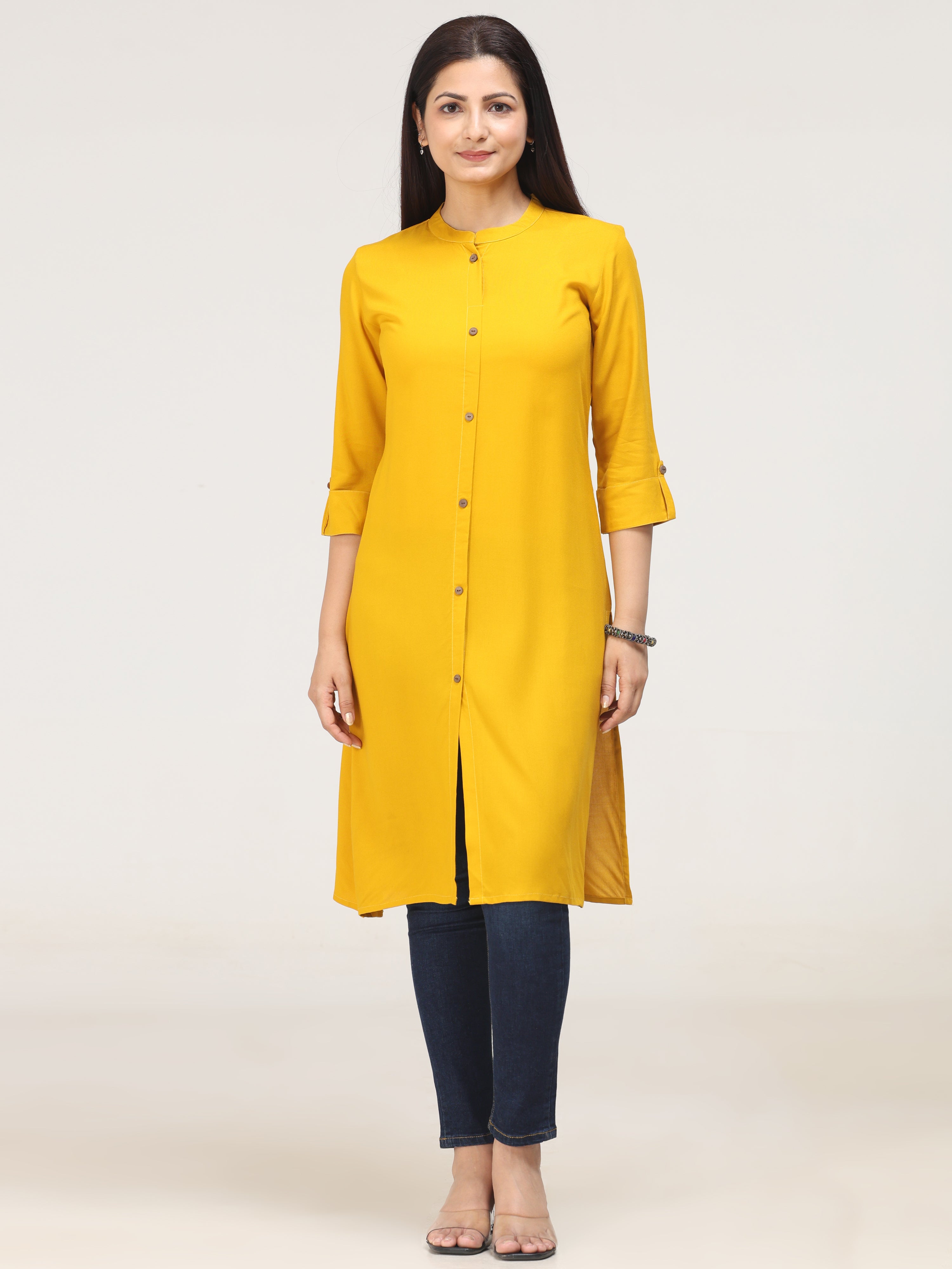 Merin s Rayon Chinese Collar Plain Kurti Narket